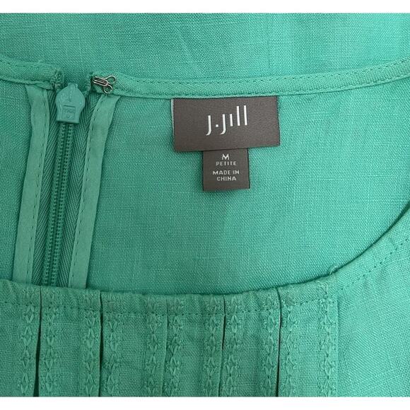 J Jill Terracotta 100% Linen Midi Dress Size MP Green Lagenlook Coastal Beachy - Picture 4 of 6